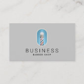 Barber Shop Modern Blauw Barber Pole Logo Haar Visitekaartje (Voorkant)