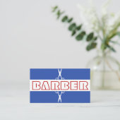 Barber shop moderne rouge bleu blanc Carte de visi (Debout devant)