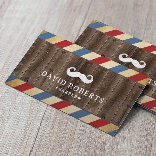 Barber Shop Mustache Hair Stylist Hout Visitekaartje