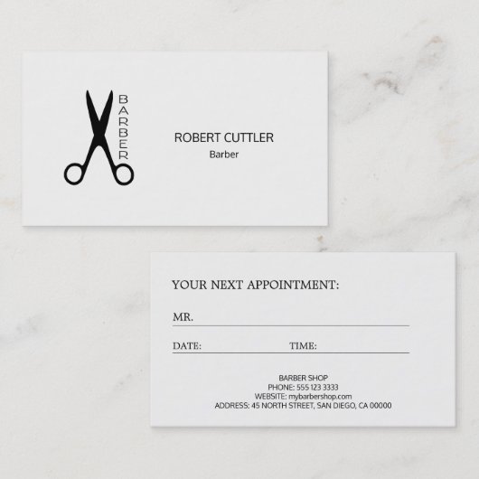 Barber shop noir blanc logo rendez-vous modèle (Devant / Derrière)