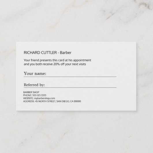 Barber shop noir et blanc modèle de référence (Dos)