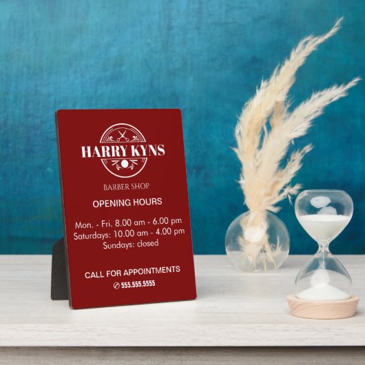Barber shop openingstijden custom fotoplaat (Zijkant)