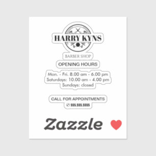 Barber shop openingstijden custom sticker