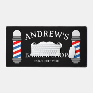 Barber shop pole desk mat voor herenkapsalon