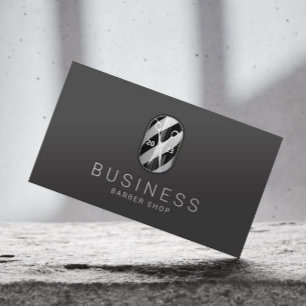 Barber Shop Pole Logo Donker Grijs Haar Stylist Visitekaartje