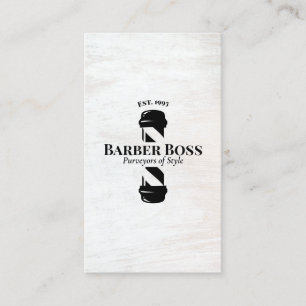 Barber Shop Pole Rustic White Wood Visitekaartje