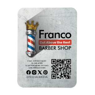 Barber Shop Royal Crown Barber Pole Hair Salon QR Magneet