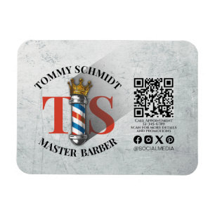 Barber Shop Royal Crown Barber Pole Hair Salon QR Magneet