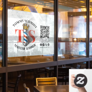 Barber Shop Royal Crown Barberpaal Kapsalon QR Raamsticker