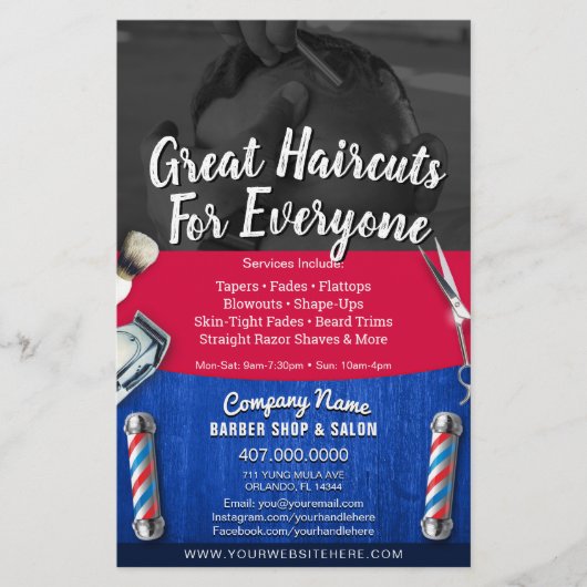 Barber Shop & Salon  Coupon Sjabloon F Flyer (Voorkant)