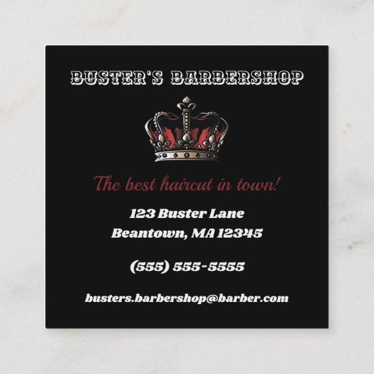 Barber Shop Shield en Kroon Vierkante Visitekaartje (Achterkant)