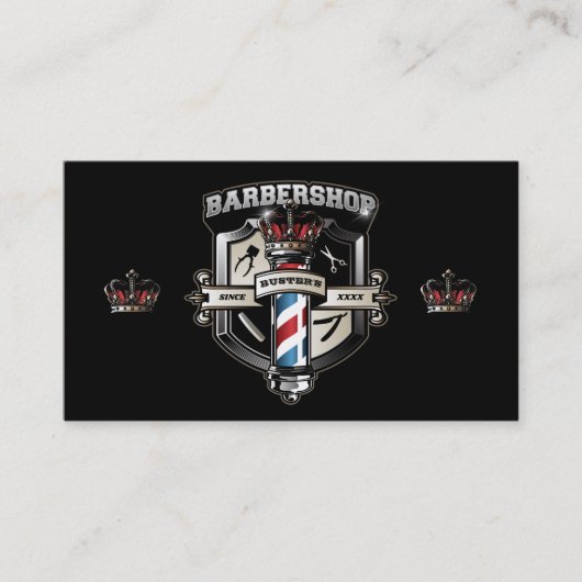 Barber Shop Shield en Kroon Visitekaartje (Voorkant)