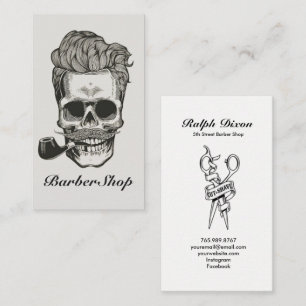 Barber Shop Skull Scissors Visitekaartje