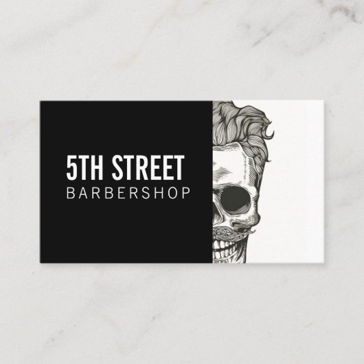 Barber Shop Skull Scissors Visitekaartje (Voorkant)