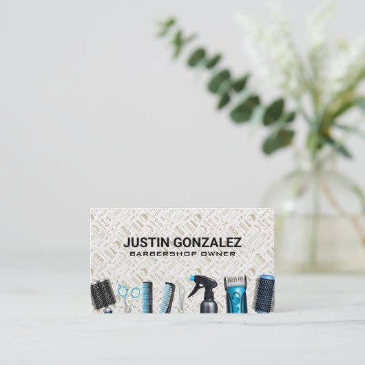 Barber Shop Stijlvol gereedschap | Patroon Visitekaartje (Staand voorkant)