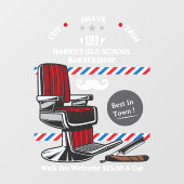 Barber Shop-stoel Mustache Razor aanpassen Raamsticker (Vel)