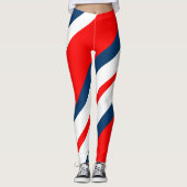 Barber Shop Stripes op Red/White/Blue Mode Leggings (Voorkant)