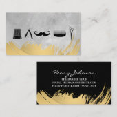 Barber Shop Tools Gold Brushed Waterverf Visitekaartje (Voorkant / Achterkant)