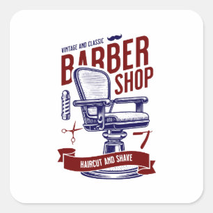 Barber Shop Vierkante Sticker