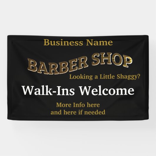 Barber Shop Zwart Goud Heropenen America Banner (Horizontaal)