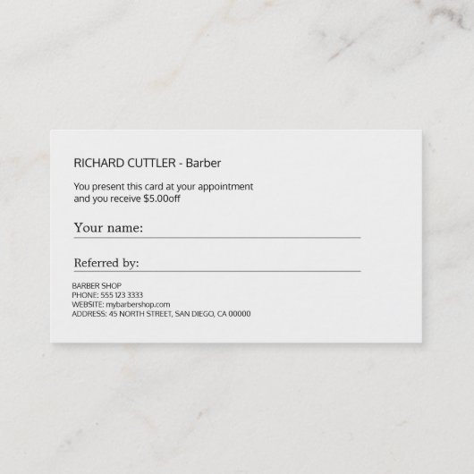 Barber shop zwart-wit verwijzing sjabloon (Achterkant)