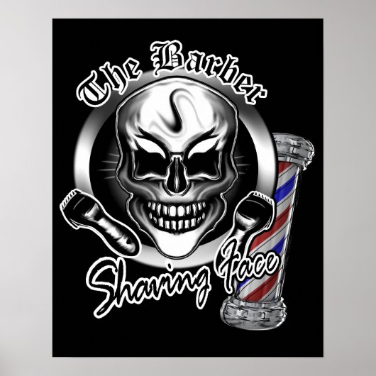 Barber Skull Poster (Voorkant)
