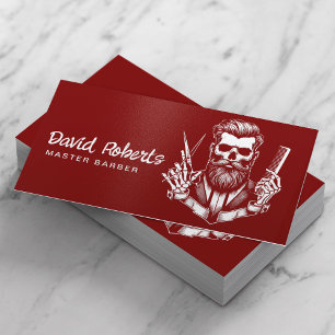 Barber Skull Professionele Rode Haar Stylist Visitekaartje