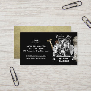 Barber snor goud zwart professional visitekaartje