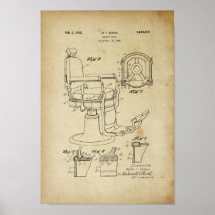 Barber Stoel Patent Afdrukbarber Winkeldecor Poste Poster