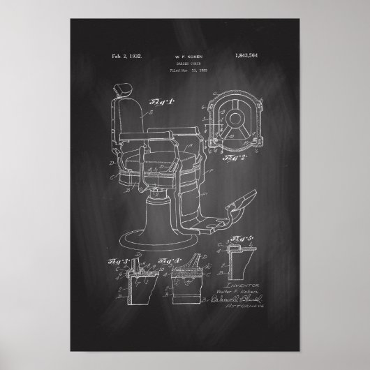 Barber Stoel Patent Afdrukbarber Winkeldecor Poste Poster (Voorkant)