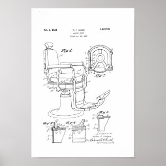 Barber Stoel Patent Afdrukbarber Winkeldecor Poste Poster