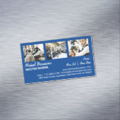 Barber Three Photo Simple Minimvy-marine Magnetisch Visitekaartje (Voorbeeld)