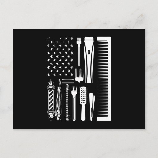 Barber Tools American Flag Briefkaart (Voorkant)