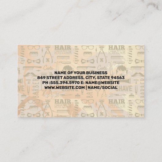 Barber Tools Patroon | Korting QR Code Visitekaartje (Achterkant)