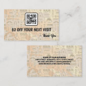 Barber Tools Patroon | Korting QR Code Visitekaartje (Voorkant / Achterkant)