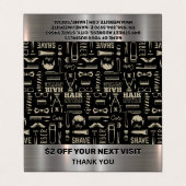 Barber Tools Patroon | Korting Visitekaartjes (Buitenkant ongevouwen)