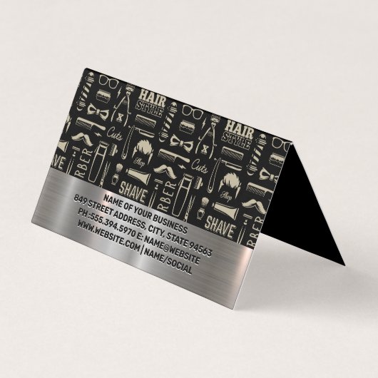 Barber Tools Patroon | Korting Visitekaartjes (Achterkant)