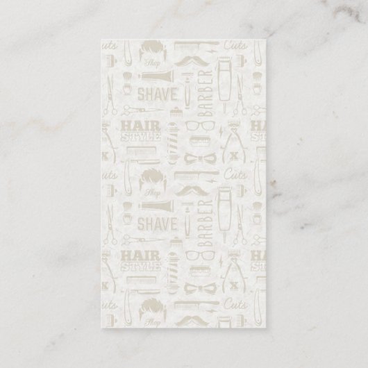 Barber Tools Set en Icon Patterns Visitekaartje (Achterkant)
