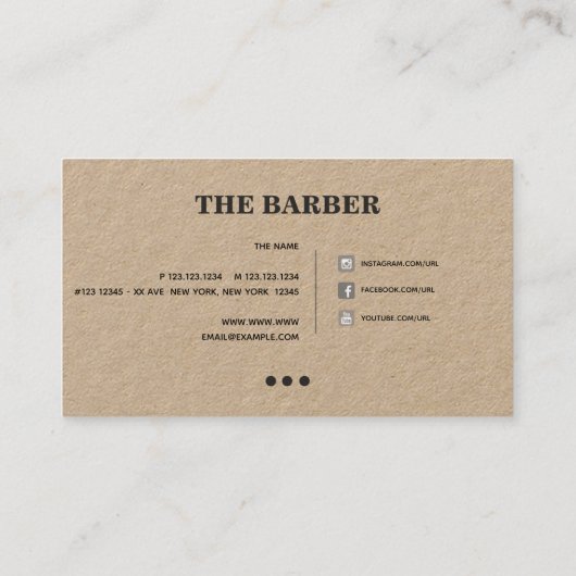 Barber-winkel met monogram en sociale media Visitekaartje (Achterkant)