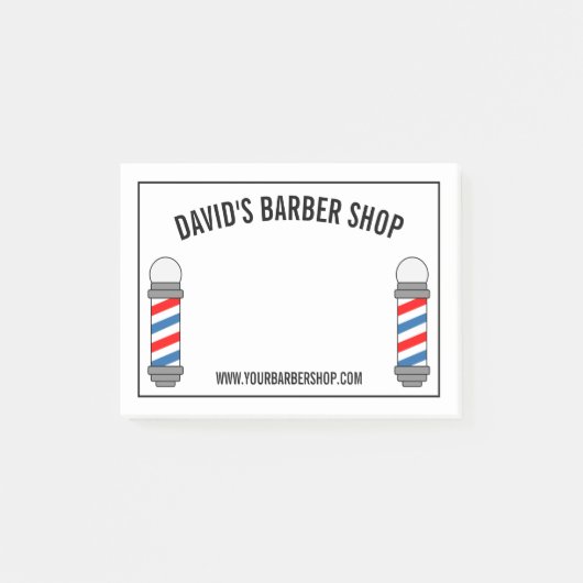 Barber winkel paal teken aangepaste bedrijfsnaam post-it® notes (Voorkant)