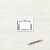 Barber winkel paal teken aangepaste bedrijfsnaam post-it® notes (Op bureau)