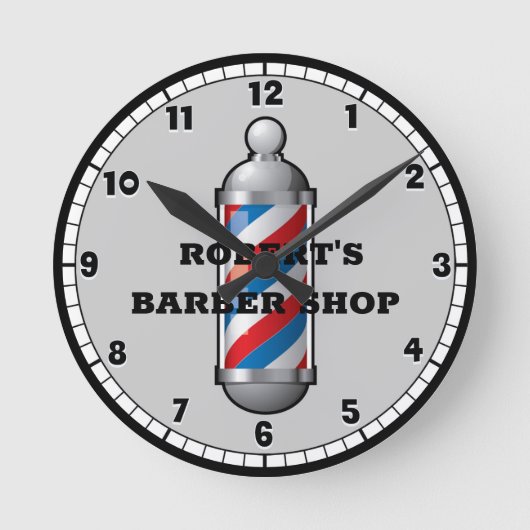 Barber Winkelen Barber Pole Aangepast Ronde Klok (Voorkant)