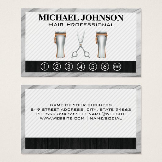 Barbergereedschap | Punch Kaart (Voorkant /achterkant)