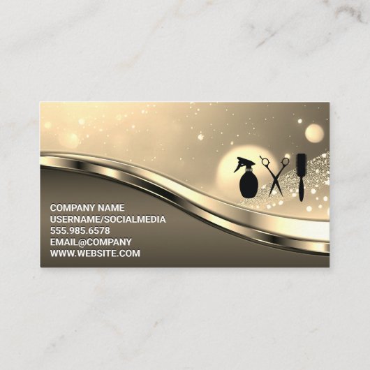 Barbergereedschap | QR-code | Metaal | Sparkle Gol Visitekaartje (Achterkant)