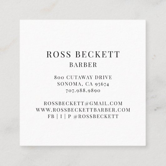 Barbergereedschap van de handelskoppellijst vierkante visitekaartje (Achterkant)