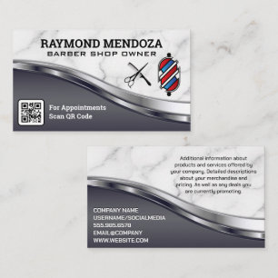 Barberpool en gereedschap Metaal en marmer QR Visitekaartje
