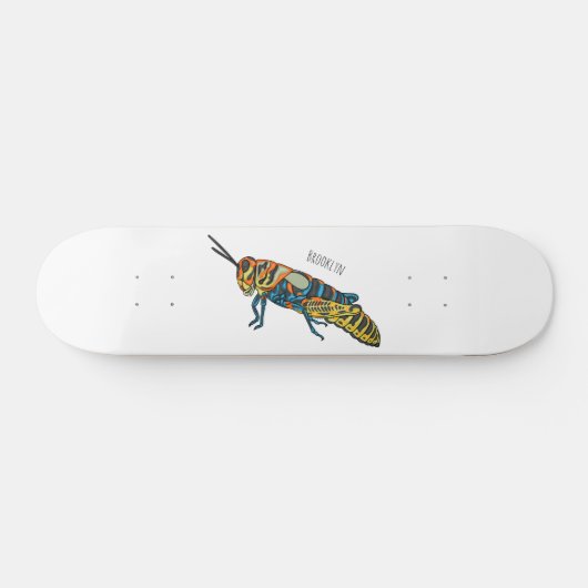 Barberpoolsprinkhaan, afbeelding cartoon skateboard (Horizontaal)