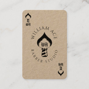 Barbers ace card-stijl zwart en kraft visitekaartje