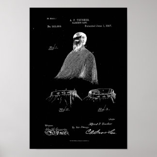 Barber's Cape Antiek Patent Poster Black
