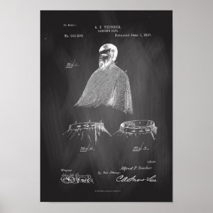 Barber's Cape Antiek Patent Poster Chalkboard
